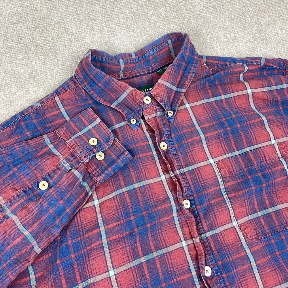 Orvis Shirt Mens 2XL Multicolor Plaid Cotton Classic Fit Pleated Button Down